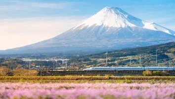 Mt Fuji and bullet train - Japan - Trafalgar