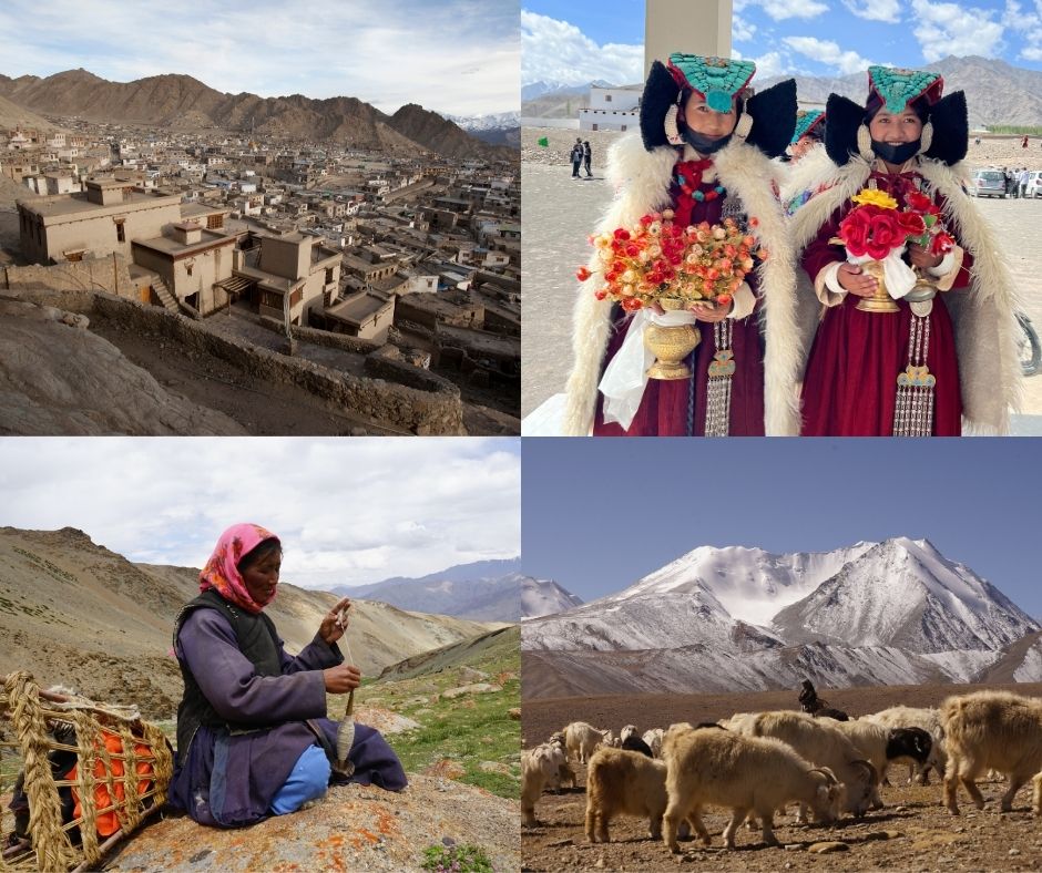 A compilation of landscape images and pictures of Ladakh indigenous folks for India: A Textile Adventure of Ladakh's Cultural Heritage & History - Global Family Travels