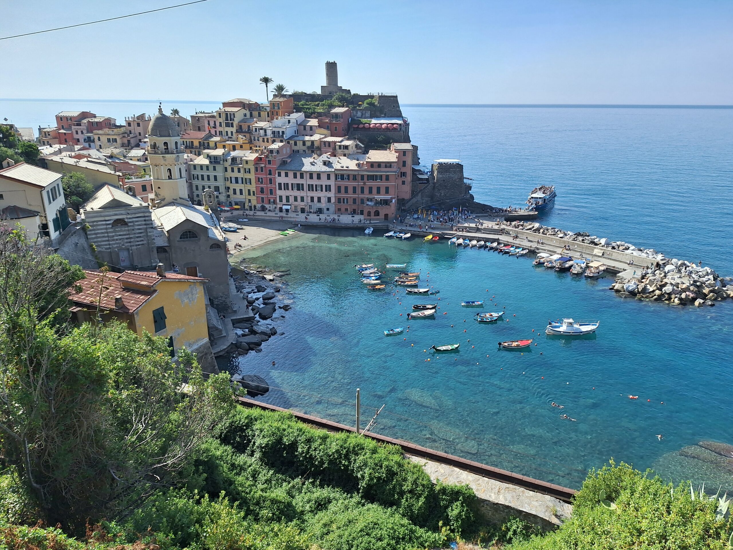 Stunning vista of Cinque Terre Italy on a sunny day - Cinque Terre and the Italian Riviera - Adventures in Good Company