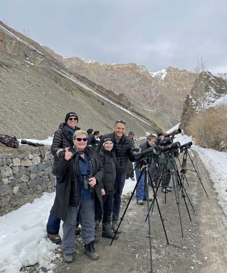 A tour group waits to spot a snow leopard in Ladakh, India - Mama Tembo Tours