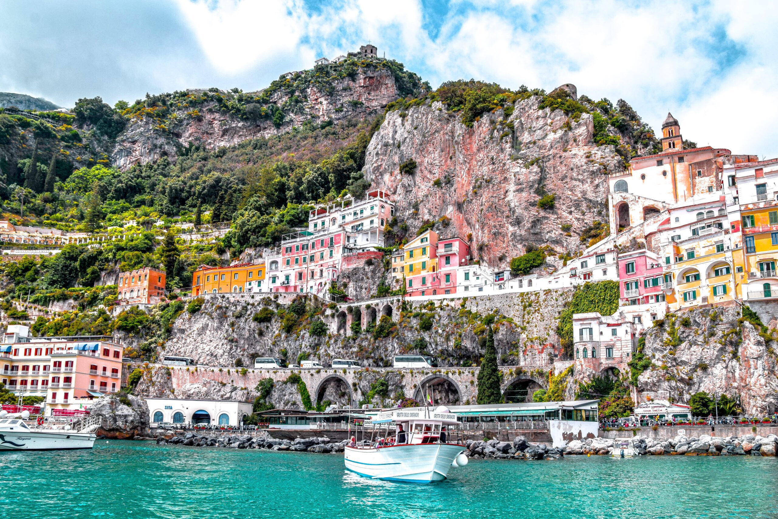 Enjoying the view of Amalfi Coast from the ferry. Italy, Amalfi Coast to Puglia - Collette Travel