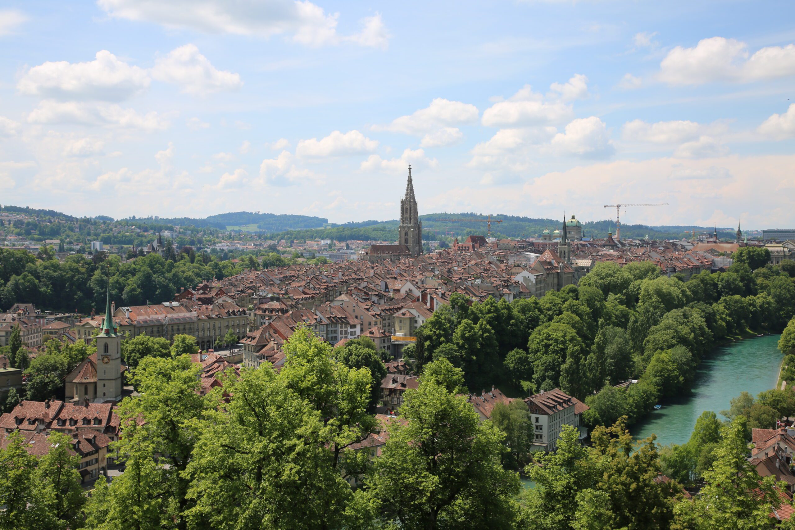 The city of Bern from a hill, exploring Switzerland, its Hidden Trails & Majestic Peaks Tour.