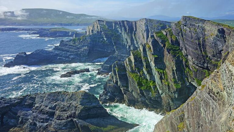 A panoramic and beautiful view of the Kerry Cliffs, The Ring of Kerry, Ireland