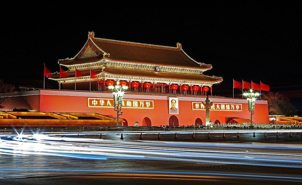View of the forbidden city at night in a long exposure shot - China Culture Tour - Travels with Talek