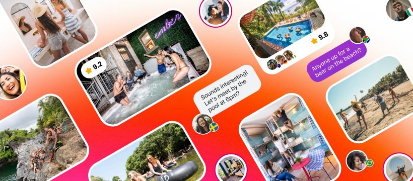Social media images and comments from people who have used the HostelWorld platform to book accommodation.