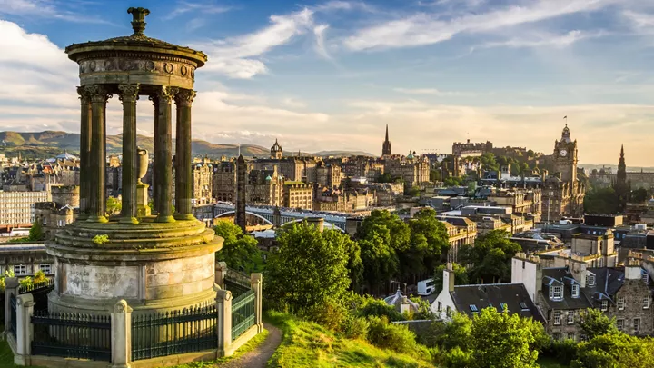 Panoramic view of Edinburgh from Calton Hill, showcasing the city's stunning architecture and natural beauty - SCENIC SCOTLAND, A WOMEN-ONLY TOUR - Insight Vacations