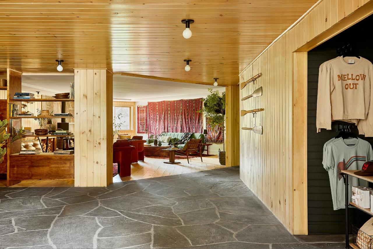 The reception area of the Bluebird Sunapee hotel in Newbury, New Hampshire, a safe place for women to stay.