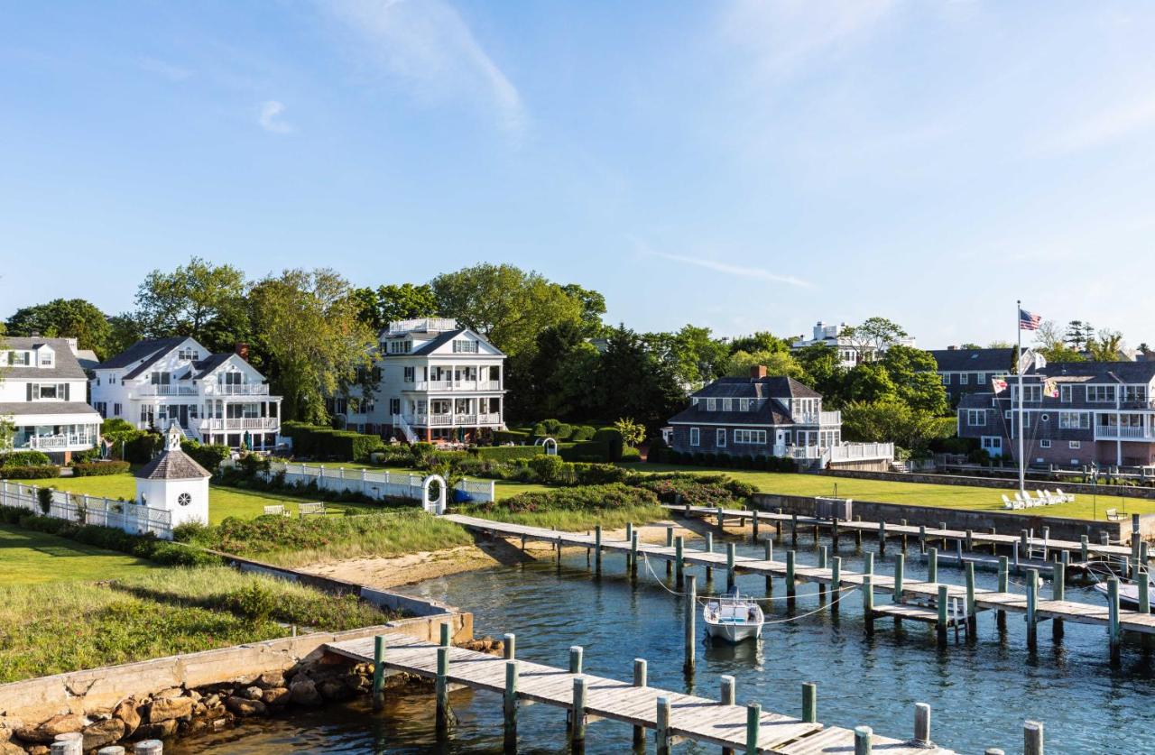 A drones view of The Edgartown Inn—Edgartown Collection by Lark Hotels in Martha's Vineyard, a safe place for women to stay.