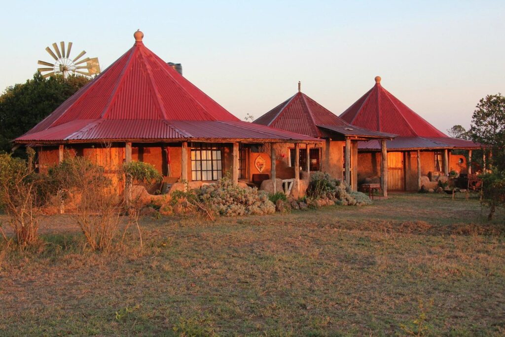 Exterior view of Sandai Farm, guest cottages in Kenya, a safe place for women to stay.