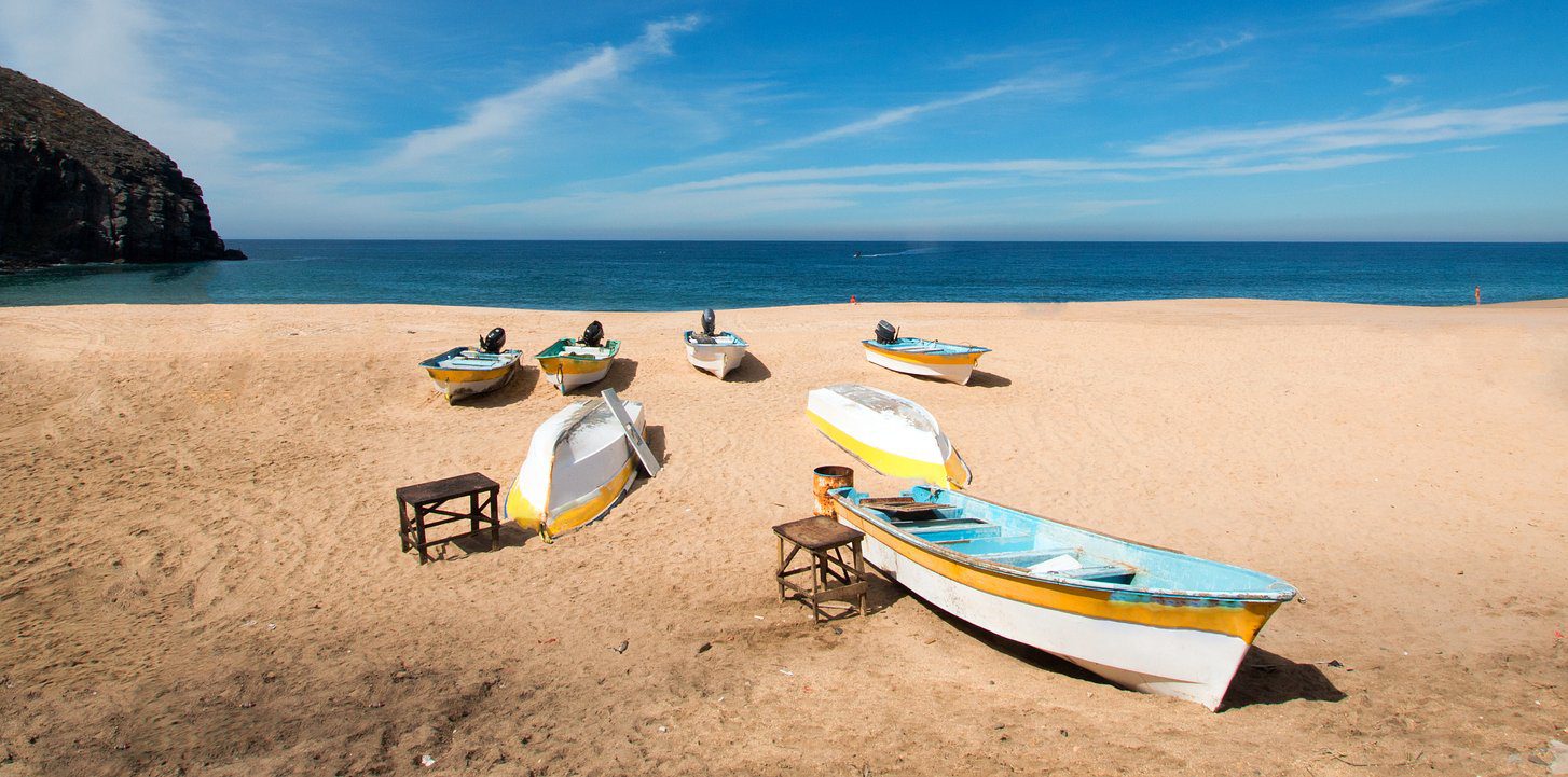 View of the beach at Todos Santos in Baja California.