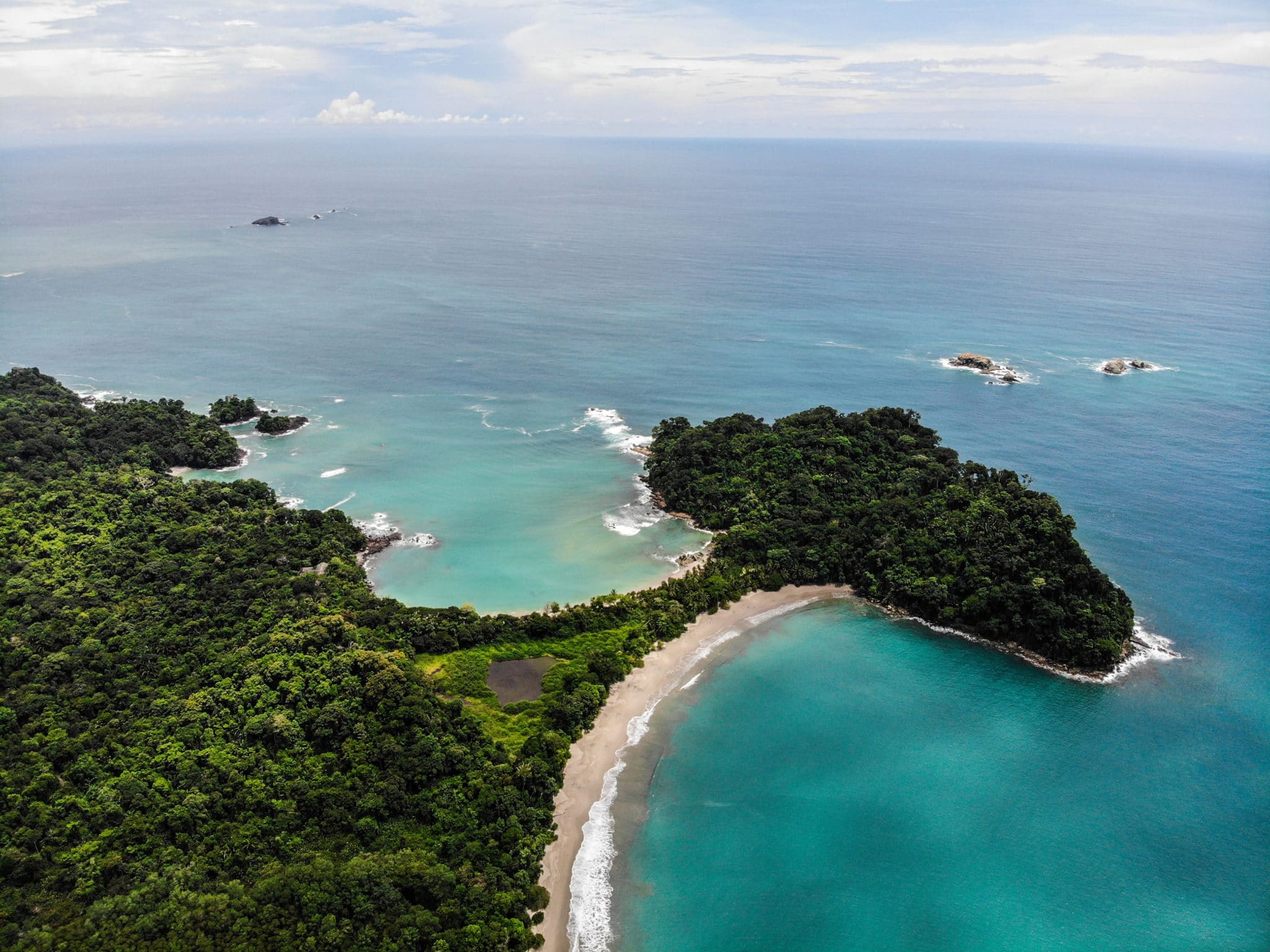 An aerial shot of Manuel Antonio National Park - Costa Rica & the Panama Canal