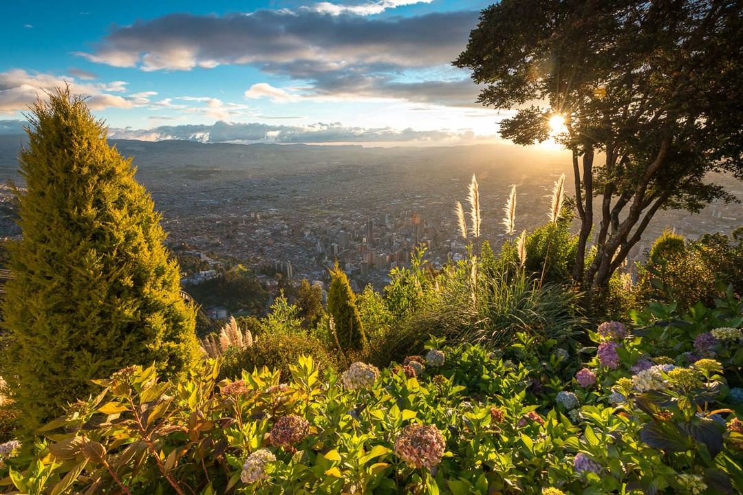 A long distance view of Bogota Colombia to highlight the 13 days in Colombia trip with TourLeb