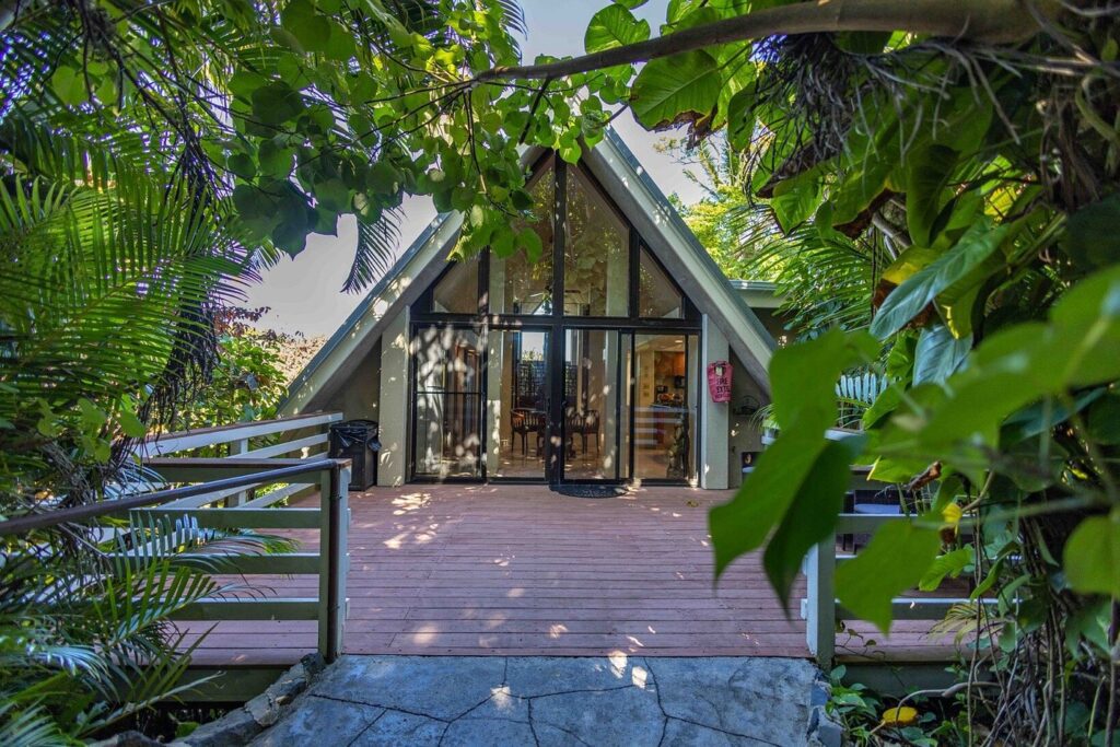 Exterior of a suite at the Hale Akua Garden Farn and Eco Retreat in Maui, Hawaii, recommended by JourneWoman readers as a safe place for women to stay.