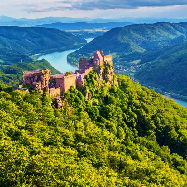 Scenic view overlooking the majestic ruins of Aggstein Castle and the picturesque Danube River - Danube Symphony - Avalon Waterways