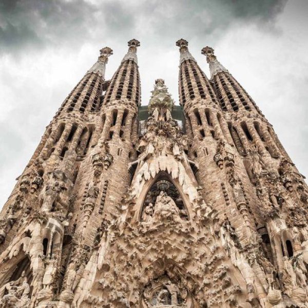 The Barcelona Sagrada Familila Church towers above us. Explore Barcelona and the Costa Brava - Bold Spirit Travel