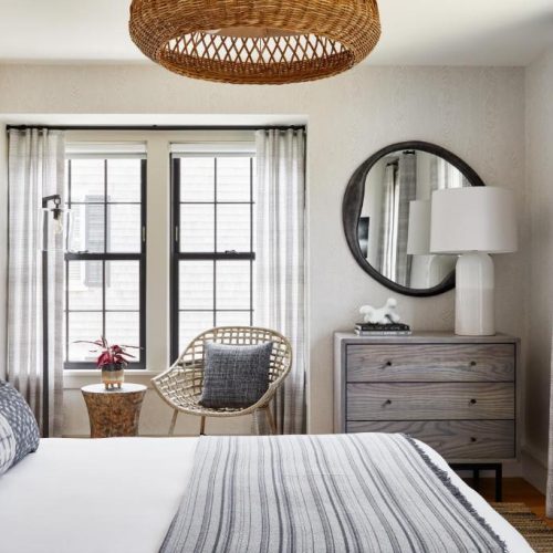 A costal-modern suite with lots of light at the Edgartown Inn—Edgartown Collection by Lark Hotels in Martha's Vineyard, a safe place for women to stay.