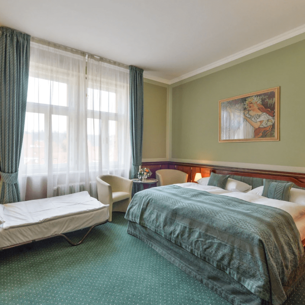 Interior of a suite at the Hotel Hastal Prague Old Town in Czech Republic, recommended as a safe place for women to stay.