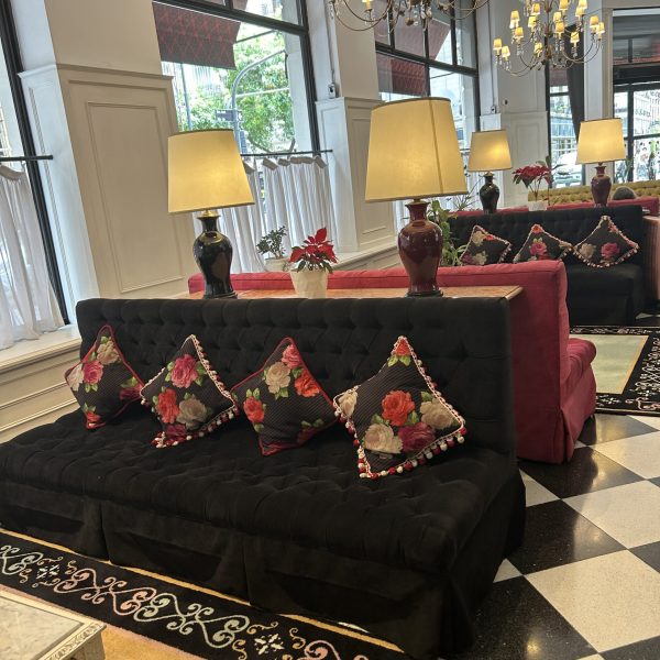 A nicely appointed seating area at the Tango de Mayo Hotel in Buenos Aires, recommended as a women friendly accommodation by JourneyWoman readers.