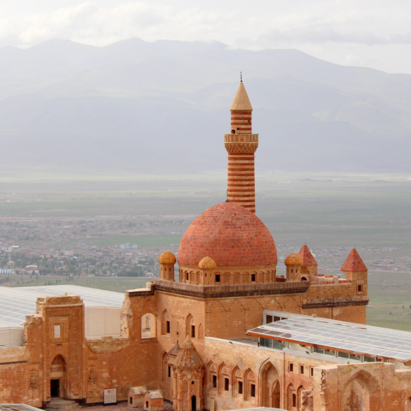 The stunning İshak Paşa Sarayı, showcasing intricate architecture and offering breathtaking views of the surrounding landscape stop of the tour Eastern Türkiye