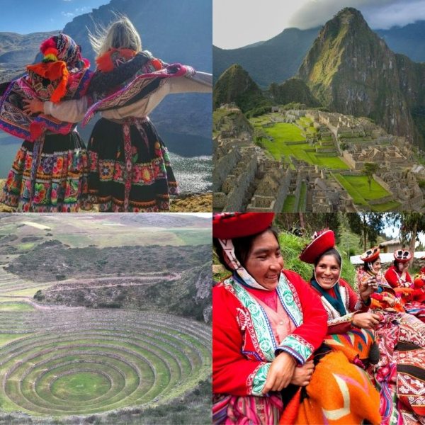 A compilation of indigenous women and Peruvian landscapes to illustrate Globa Family Travels adventure, Peru: A Regenerative Journey for Pachamama (Mother Earth): Sacred Traditions & Divine Feminine Energy