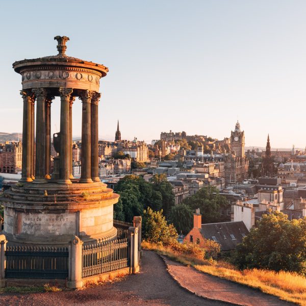 Edinburgh, Scotland glows gold in the light of the setting sun. Scotland, a Culinary Journey through Edinburgh & the Highlands - Global Palate Adventures