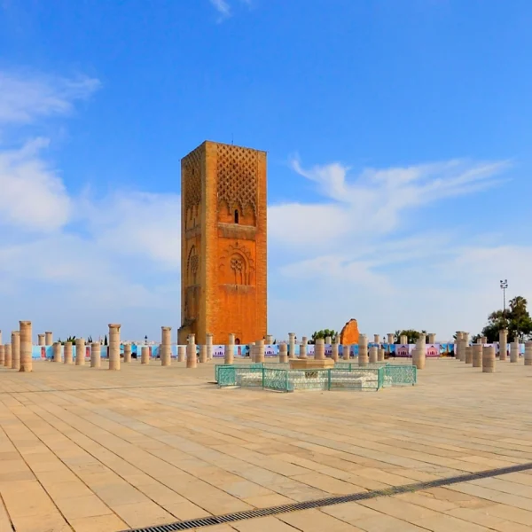 A view of the Hassan Tower, Rabat in Morocco Sahara Odyssey- Overseas Adventure Travel
