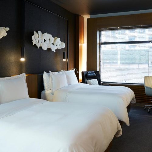 A bedroom suite at the Le Germain Hotel in Toronto, Canada, a safe place for women to stay.