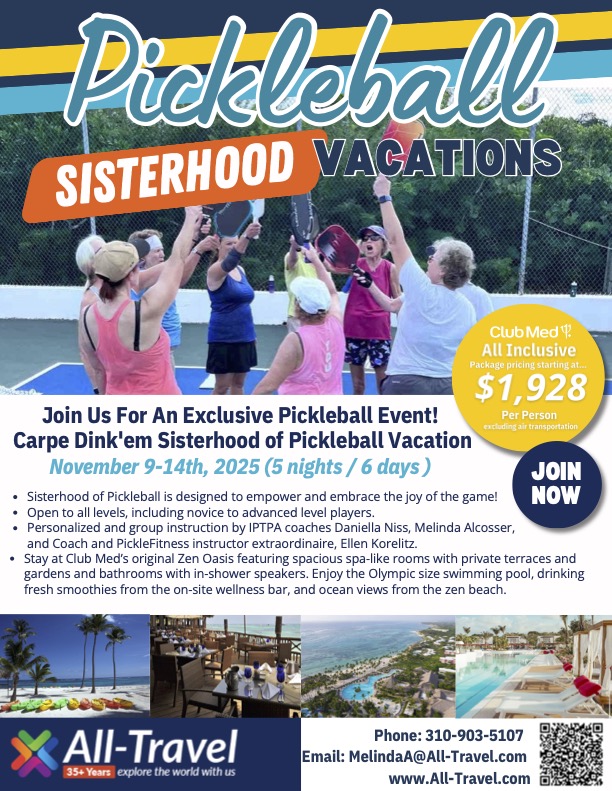 Carpe Dink'em pickleball flyer for upcoming tour for women
