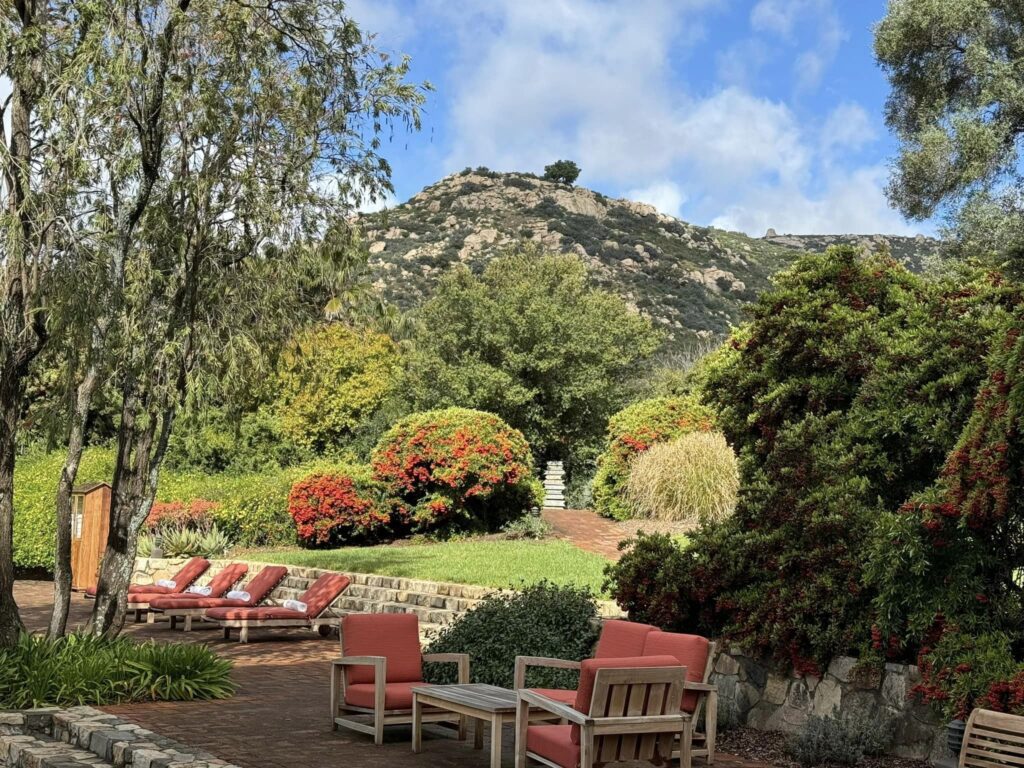 The beautiful and tranquil scenery surrounding the wellness retreat Ranch le Puerta in Tecate, Mexico, recommended by a JourneyWoman reader as a safe place to stay.