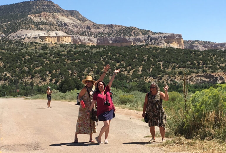 A group of women enjoying a stroll amidst the stunning landscapes of New Mexico - Art & Spirit in New Mexico - Melissa Harris
