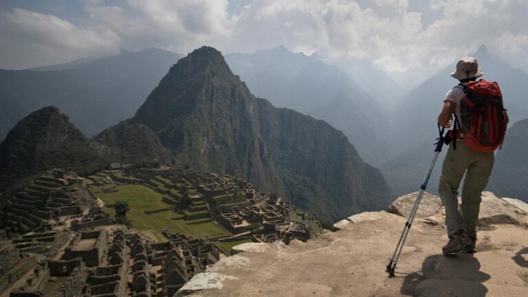 Women overlooking at Machu Picchu part of The Inca Trail tour