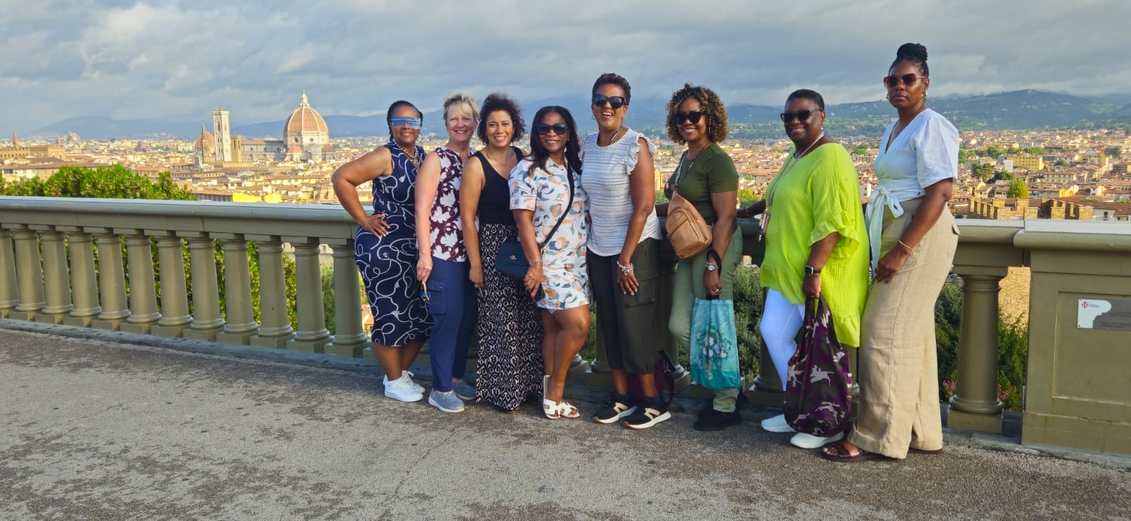 The group admiring a panoramic view of Rome in our tour Italian Splendors: Rome, Florence & Chianti